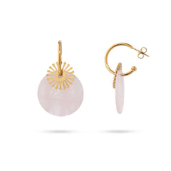Chaseldor Maki Gold Light Pink Natural Stone Gold Plated Steel Women Earrings