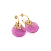 Chaseldor Maki Pembe Natural Stone Altın Plated Steel Women Earrings