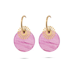 Chaseldor Maki Pink Natural Stone Gold Plated Steel Women Earrings