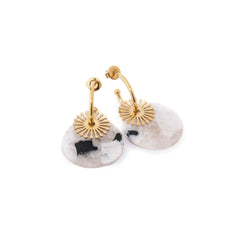 Chaseldor Maki White Natural Stone Steel Women's Earrings