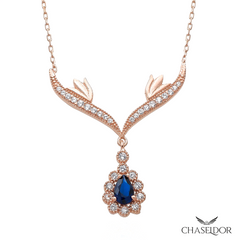 Chaseldor Sapphire Stone Wing Necklace