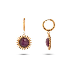 Chaseldor Sun Burgundy Natural Stone Steel Women Earrings