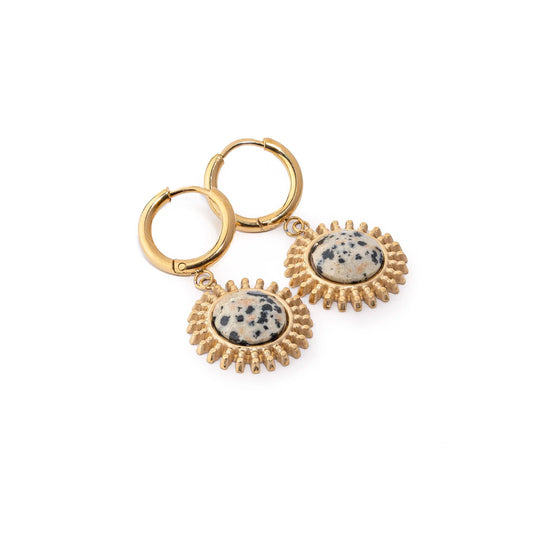 Chaseldor Sun Gold Leopard Print Natural Stone Gold Plated Steel Women Earrings