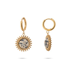 Chaseldor Sun Gold Leopard Print Natural Stone Gold Plated Steel Women Earrings