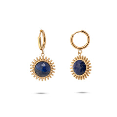 Chaseldor Sun Gold Navy Blue Natural Stone Gold Plated Steel Women Earrings