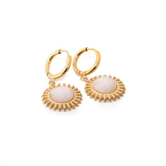 Chaseldor Sun Gold White Natural Stone Gold Plated Steel Women Earrings