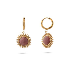 Chaseldor Sun Red Natural Stone Steel Women Earrings