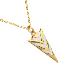 Chaseldor Triangle White Striped Silver Necklace
