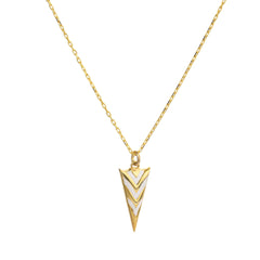 Chaseldor Triangle White Striped Silver Necklace
