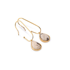 Chaseldor Yuna Cream Color Natural Stone Steel Women's Earrings