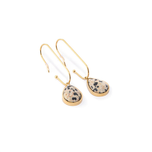 Chaseldor Yuna Gold Leopard Print Natural Stone Gold Plated Steel Women Earrings
