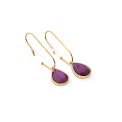 Chaseldor Yuna Gold Purple Natural Stone Gold Plated Steel Women Earrings