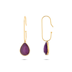 Chaseldor Yuna Gold Purple Natural Stone Gold Plated Steel Women Earrings