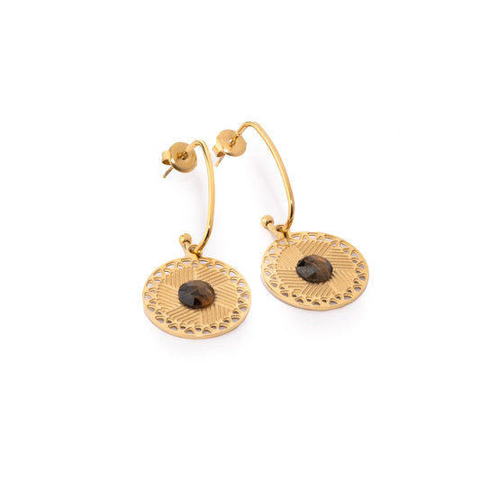 Chaseldor Zeni Brown Natural Stone Steel Women Earrings