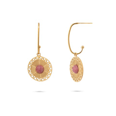 Chaseldor Zeni Gold Pink Natural Stone Gold Plated Steel Women Earrings