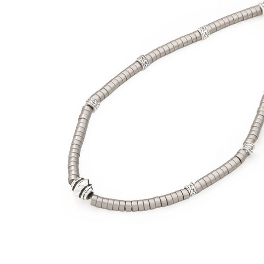 Chaseldor Onsra Gray Natural Stone Men's Necklace