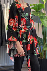 Crescent Line Sunrose Kimono Tunic Dress