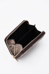 Loventa Genuine Leather Zippered Card Holder Wallet – Blanca Coffee Snake