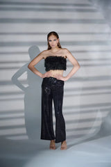 RAMMÈ Ala Glamour Black Fur Top