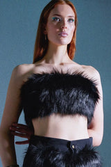 RAMMÈ Ala Glamour Black Fur Top