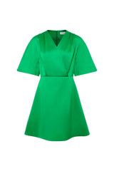 Femponiq London Pleated Shoulder Green Kimono Sleeve Dress