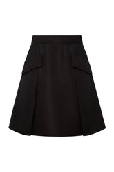 Femponiq London Pleated Silk-Blend Flared Skirt (Black)