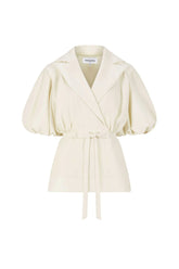 Femponiq London Tailored White Puff Sleeve Blouse