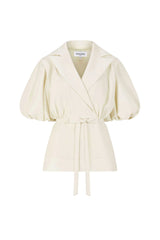Femponiq London Tailored White Puff Sleeve Blouse