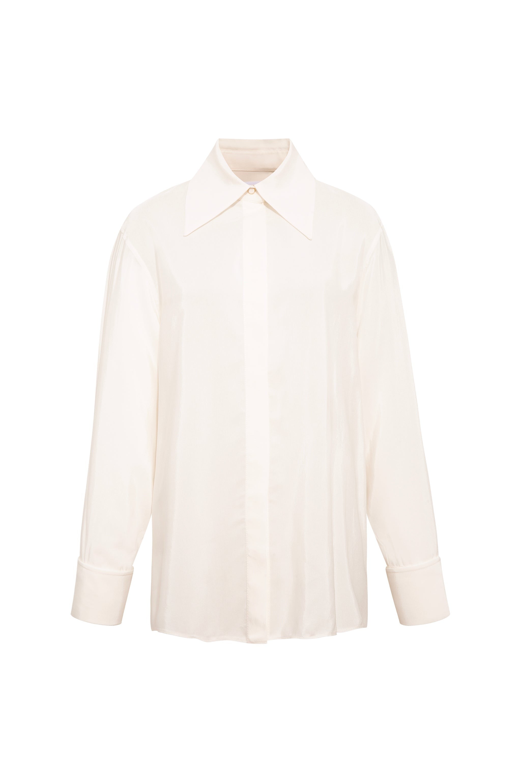 Femponiq London Viscose Rayon Gathered Back Shirt (Ivory)