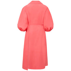 Femponiq Wide Lapel Asymmetric Cotton Dress (Rouge Pink)