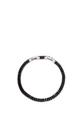 Chaseldor Silver Thick Black Stone Gold Plated Women's Bracelet