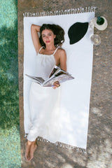 Handarte Los Angeles Sırt Çapraz Krem Müslin Kibele Elbise