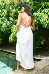 Handarte Los Angeles Sırt Çapraz Krem Müslin Kibele Elbise