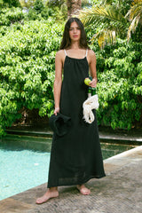 Handarte Los Angeles Sırt Çapraz Siyah Müslin Kibele Elbise