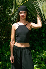 Handarte Los Angeles Siyah Müslin Kare Crop