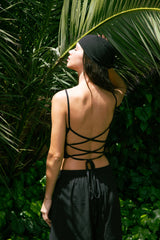 Handarte Los Angeles Siyah Şile Bezi Kare Crop