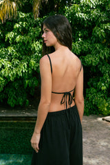 Handarte Los Angeles Siyah Büzgülü İpli Şile Bezi Crop