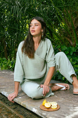 Handarte Los Angeles Mint Yeşili Wrap Top