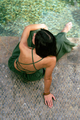 Handarte Los Angeles Yeşil Şile Bezi Kare Crop