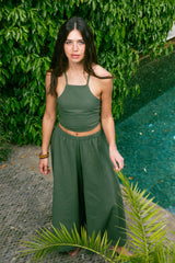 Handarte Los Angeles Yeşil Şile Bezi Kare Crop