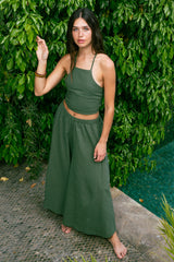 Handarte Los Angeles Yeşil Şile Bezi Kare Crop