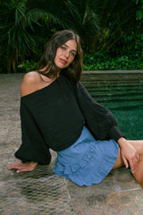 Handarte Los Angeles Mavi Müslin Etek