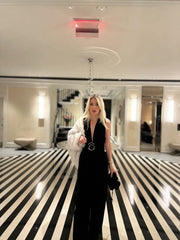 Colección Tansu New York Adjustable Glitter Belt Detailed Black Maxi Dress