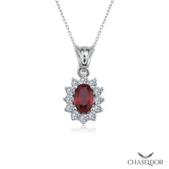 Chaseldor Pırlanta Montür Yakut Oval Kolye