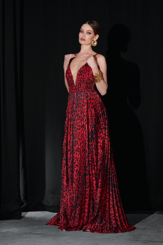 Saléa Flamme Rouge Leopard Silk Satin