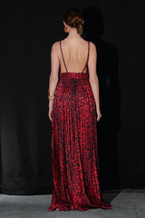 Saléa Flamme Rouge Leopard Silk Satin