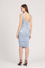 Saléa Spring Blue Drapped Midi Dress