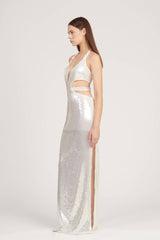 Saléa Glow Sequin Detail Long Dress With Slit