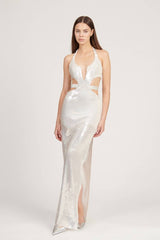 Saléa Glow Sequin Detail Long Dress With Slit