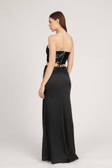 Saléa Star Cut-Out Detail Silk Satin Midi Skirts